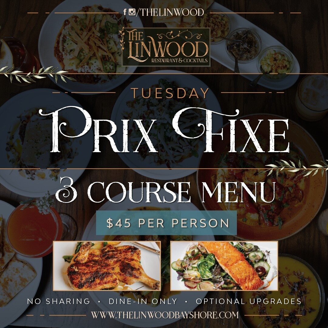 Join us! What's new at The Linwood? Starting up Date Night -Thursday's, Prix Fixe menu on Tuesdays, Sunday Event private event booking, &amp; LIRW! 
&bull;
&bull;
&bull;
&bull;
&bull;
#thelinwood #bayshore #babylon #longisland #lieats #longislandny #