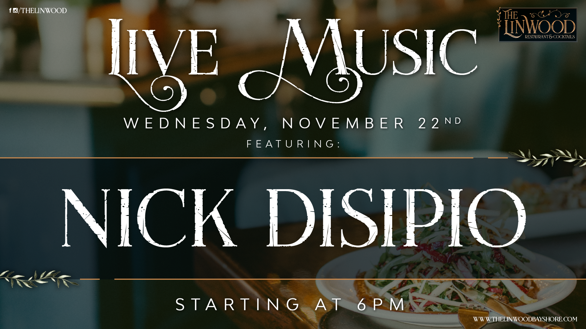 live music with nick disipio on november 22nd at 6pm