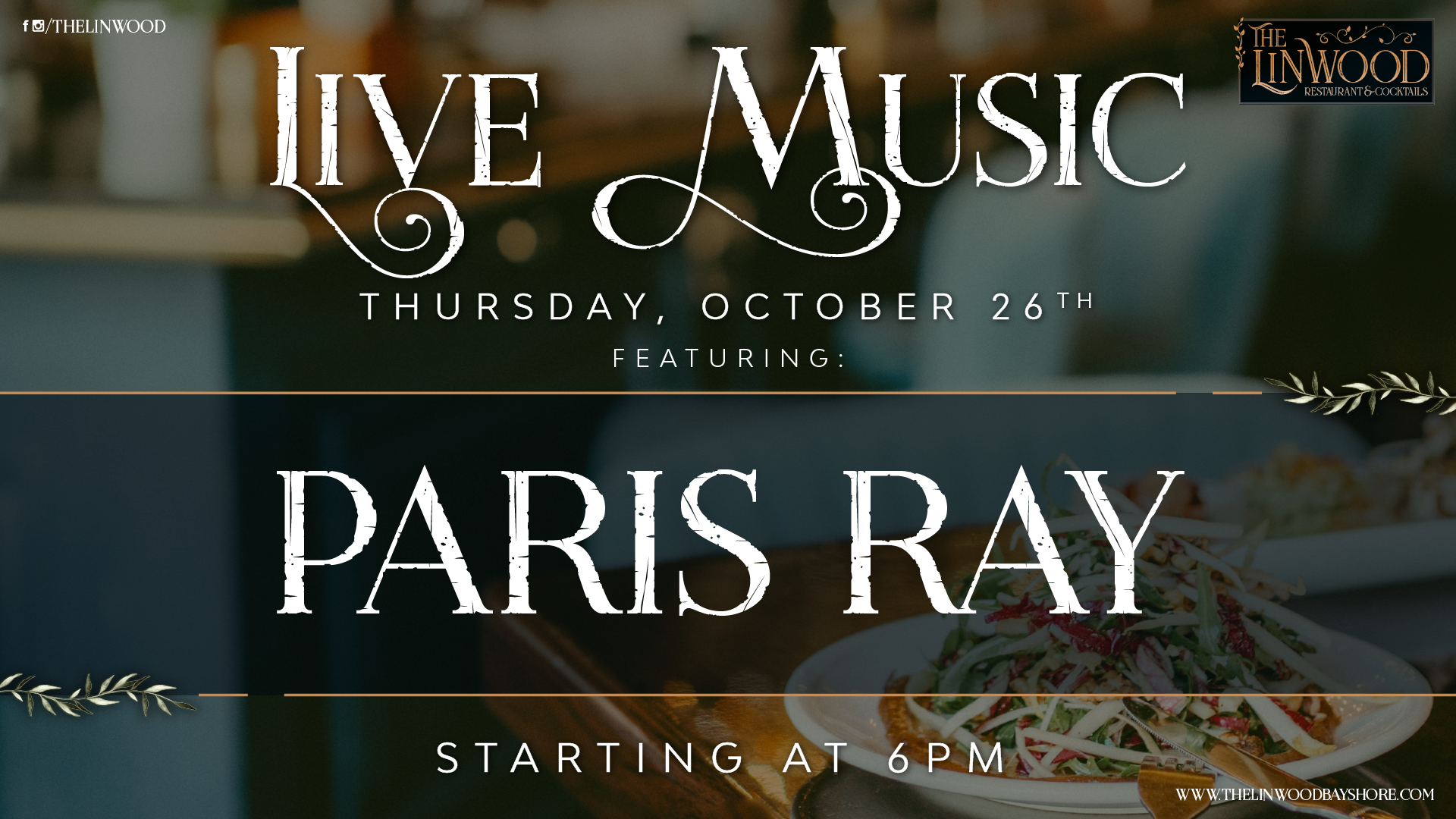 flyer for paris ray on october 26th at 6pm